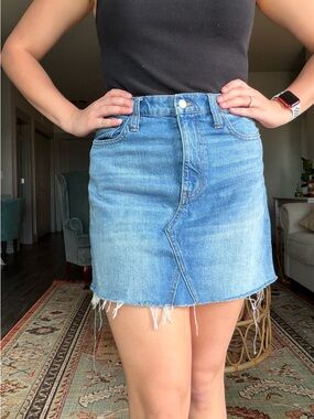 Madewell Light Blue Distressed Denim Mini Skirt